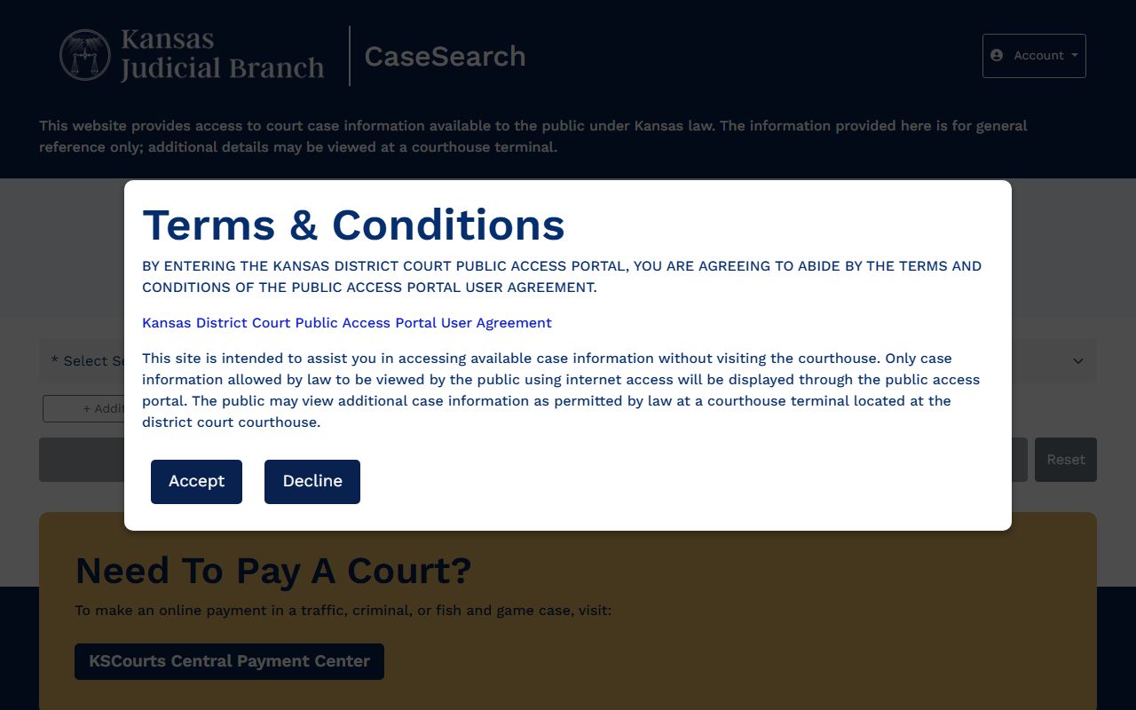 Harvey County court records Kansas CaseSearch public case lookup