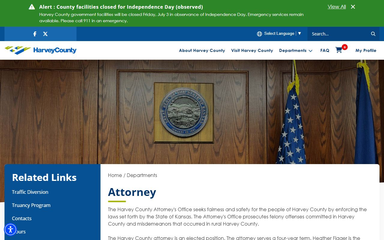 Harvey County criminal court records County Attorney page