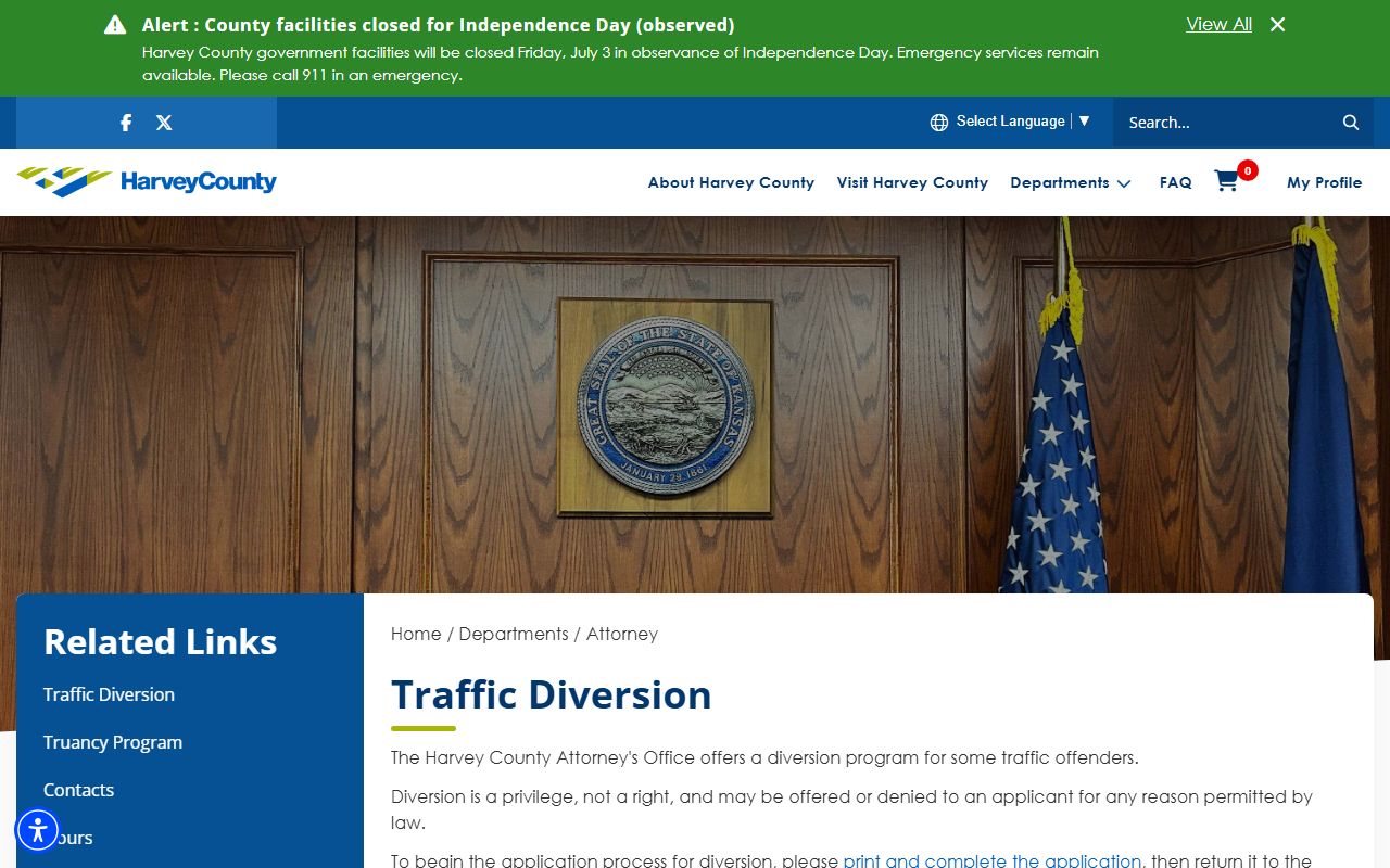 Harvey County criminal court records traffic diversion program