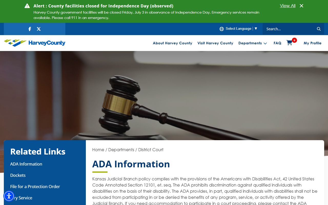 Harvey County District Court records ADA information