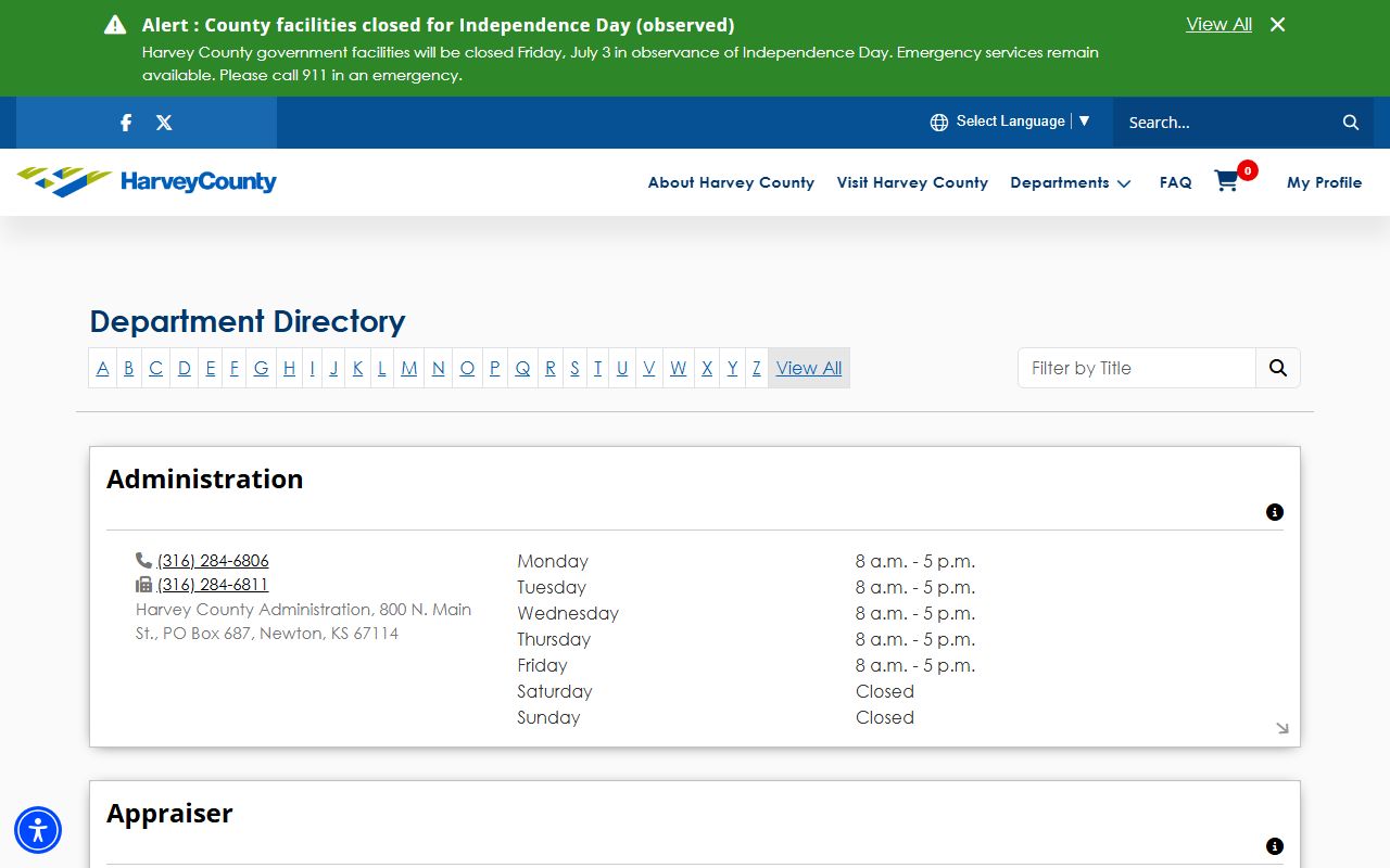 Harvey County court records department directory