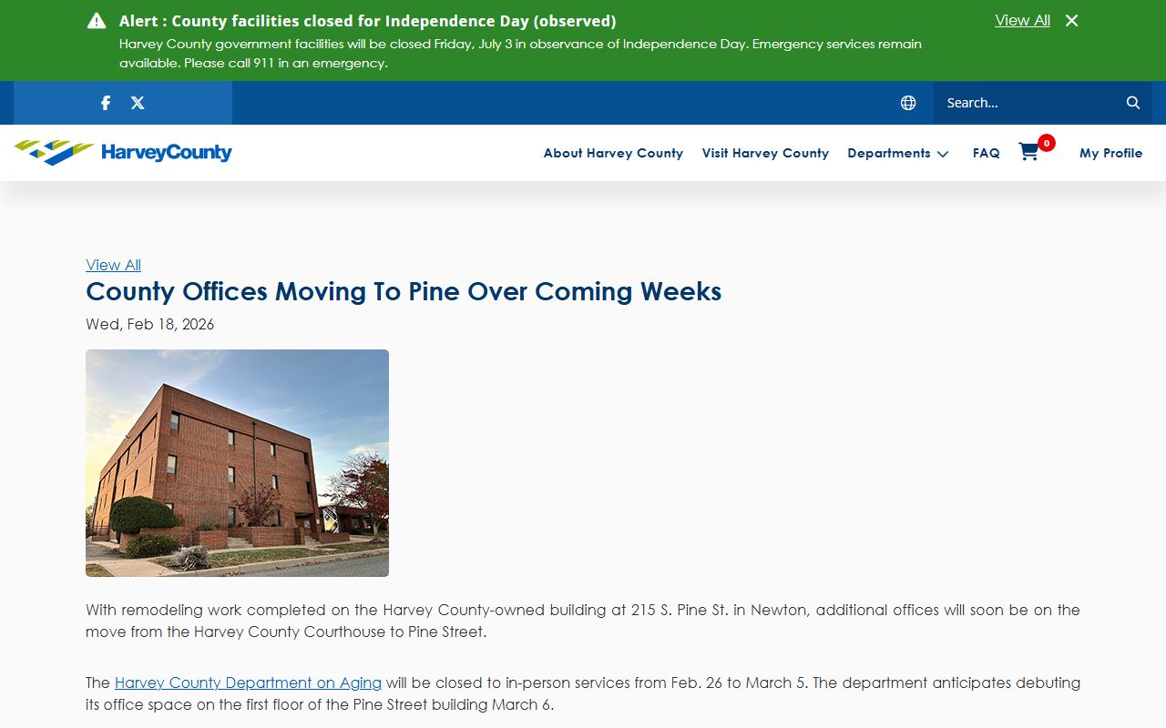 Harvey County court records county offices moving notice