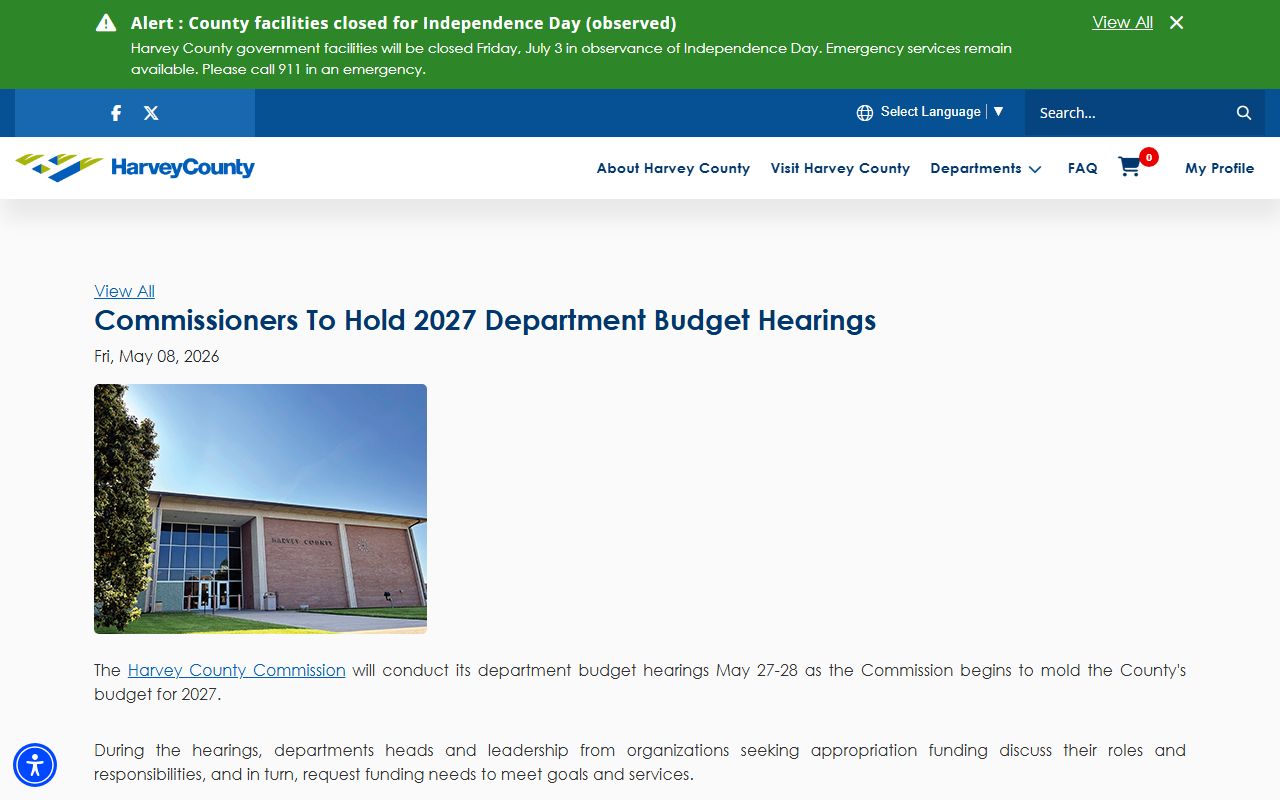 Harvey County court records budget hearing notice