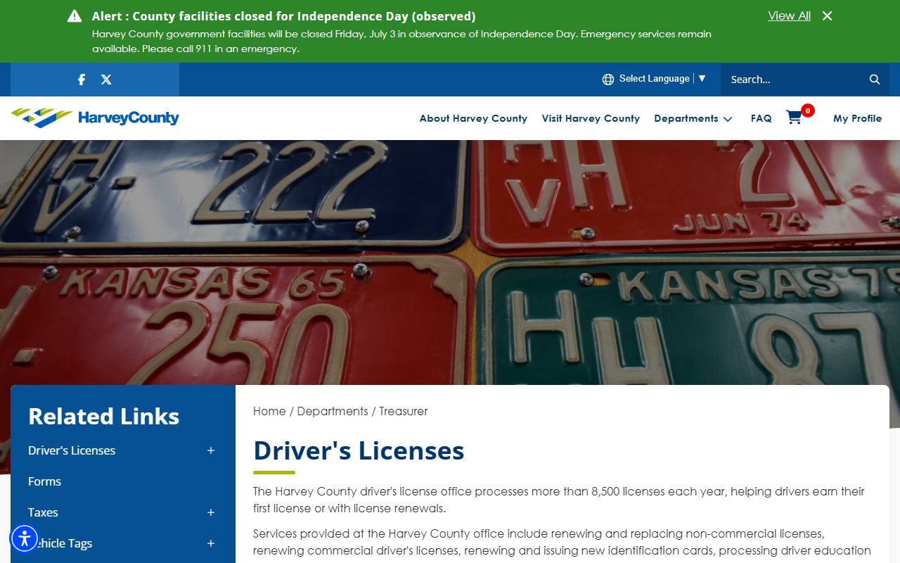 Harvey County court records driver license office information