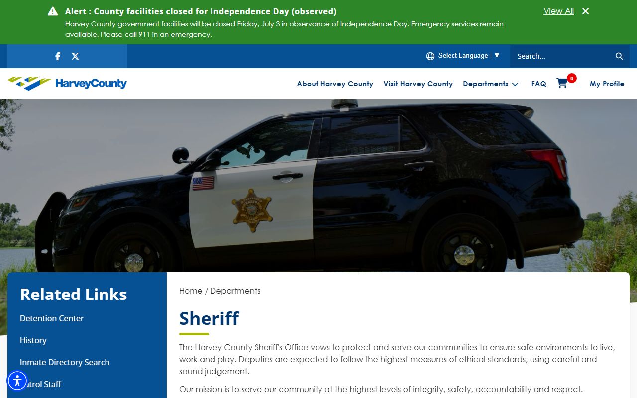 Harvey County inmate records sheriff office page