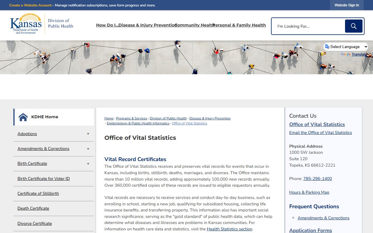 Harvey County marriage records KDHE Office of Vital Statistics page