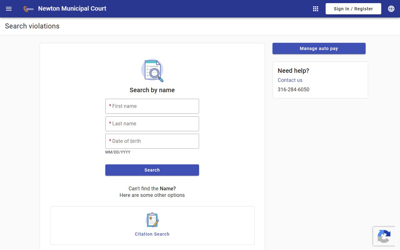 Harvey County traffic court records Newton municipal ticket search